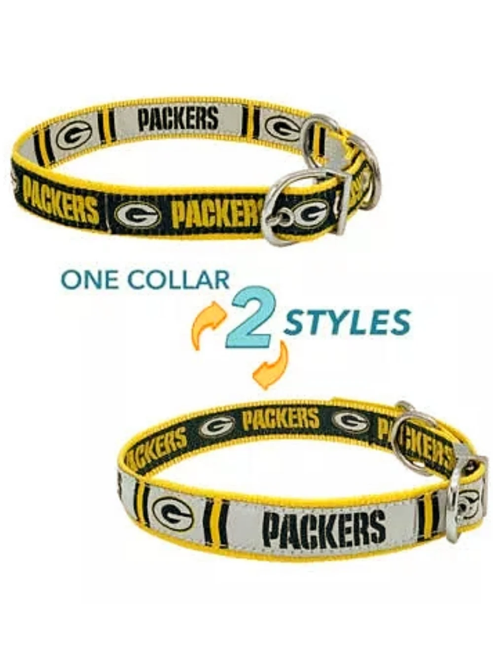 💚💛 NWT Green Bay Packers Reversible Pet Collar Large L Dog NFL Football Logo